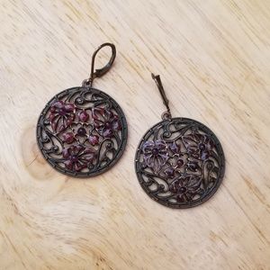 Deep red and dark bronze earrings